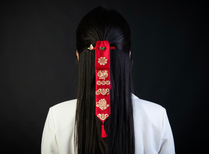 글리프 전통금박 제비부리댕기 헤어핀