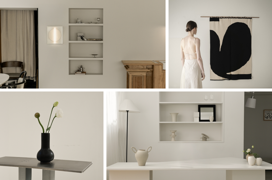 PULBAT 풀밭 제품 이미지 - Dea Boleum 한지 조명, Gori Vase, Heart to Heart 담요