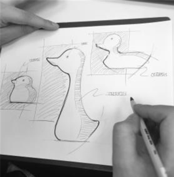 원앙 방향제를 위한 디자인 스케치