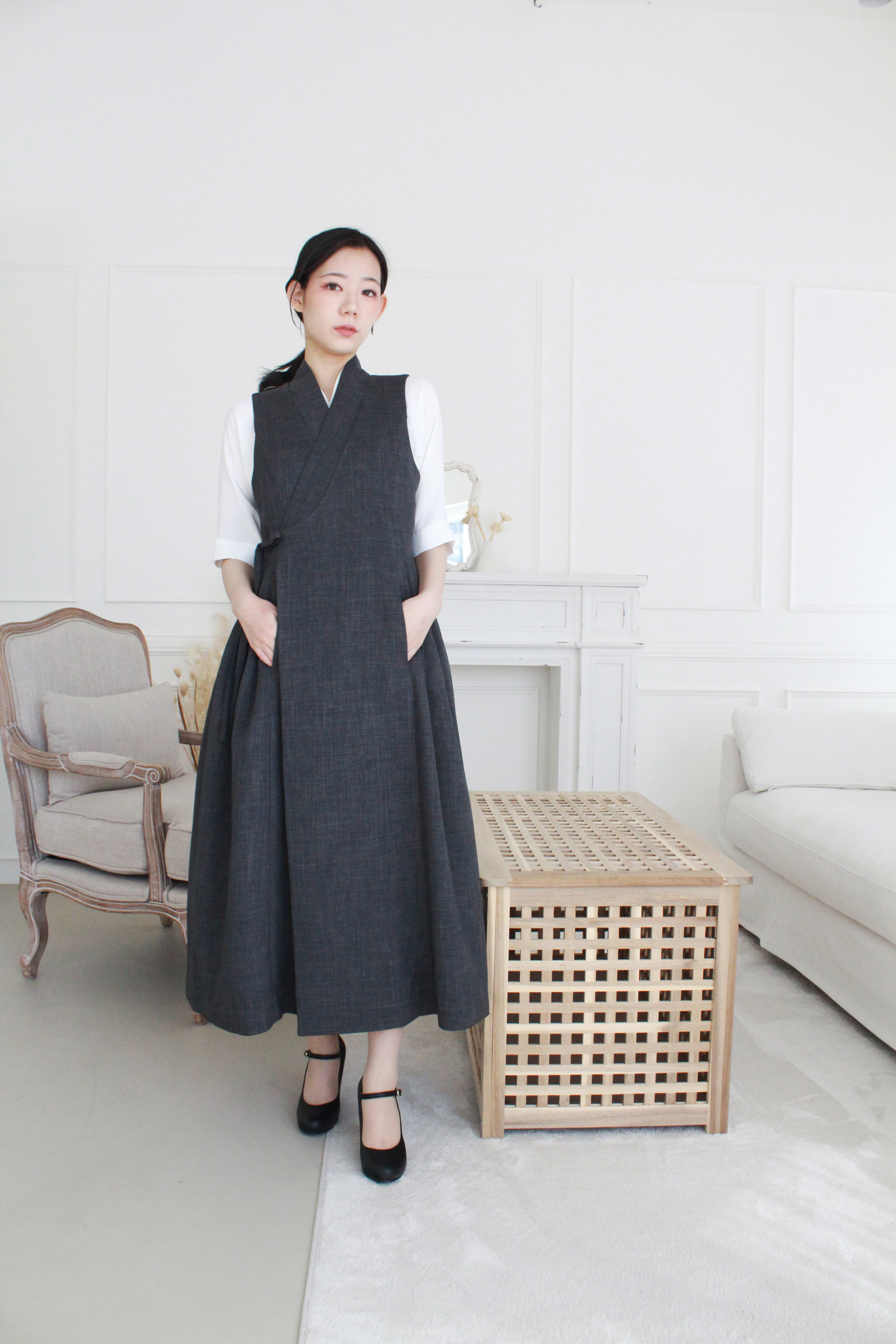 생활한복 액주름포 원피스 사진